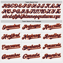 Load image into Gallery viewer, Custom White Orange Pinstripe Navy Two-Button Unisex Softball Jersey
