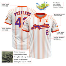 Load image into Gallery viewer, Custom White Orange Pinstripe Purple Two-Button Unisex Softball Jersey
