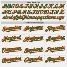 Load image into Gallery viewer, Custom White Orange Pinstripe Kelly Green Two-Button Unisex Softball Jersey
