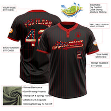 Load image into Gallery viewer, Custom Black Red Pinstripe Vintage USA Flag Two-Button Unisex Softball Jersey
