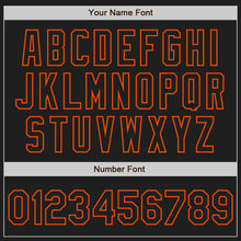 Load image into Gallery viewer, Custom Black Orange Pinstripe Orange Two-Button Unisex Softball Jersey
