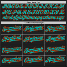 Load image into Gallery viewer, Custom Black Orange Pinstripe Aqua Two-Button Unisex Softball Jersey
