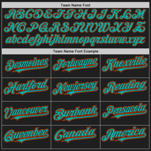 Custom Black Orange Pinstripe Aqua Two-Button Unisex Softball Jersey