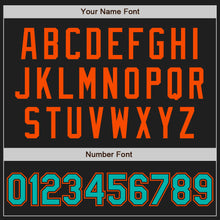 Load image into Gallery viewer, Custom Black Orange Pinstripe Aqua Two-Button Unisex Softball Jersey
