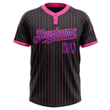 Load image into Gallery viewer, Custom Black Pink Pinstripe Purple Two-Button Unisex Softball Jersey
