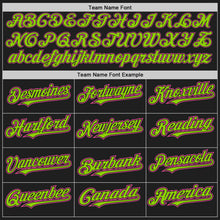 Load image into Gallery viewer, Custom Black Pink Pinstripe Neon Green Two-Button Unisex Softball Jersey
