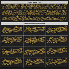 Load image into Gallery viewer, Custom Black Old Gold Pinstripe Old Gold Two-Button Unisex Softball Jersey
