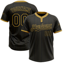 Load image into Gallery viewer, Custom Black Old Gold Pinstripe Old Gold Two-Button Unisex Softball Jersey
