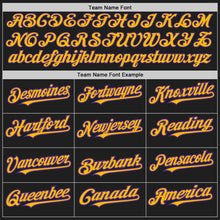 Load image into Gallery viewer, Custom Black Purple Pinstripe Gold Two-Button Unisex Softball Jersey
