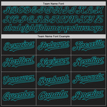 Load image into Gallery viewer, Custom Black Teal Pinstripe Teal Two-Button Unisex Softball Jersey
