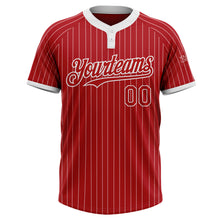Load image into Gallery viewer, Custom Red White Pinstripe White Two-Button Unisex Softball Jersey
