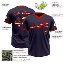 Load image into Gallery viewer, Custom Navy Red Pinstripe Vintage USA Flag Two-Button Unisex Softball Jersey
