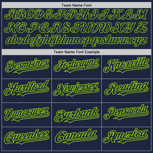 Custom Navy Neon Green Pinstripe Neon Green Two-Button Unisex Softball Jersey