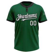 Load image into Gallery viewer, Custom Kelly Green Black Pinstripe White Two-Button Unisex Softball Jersey
