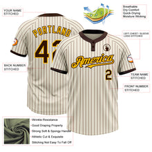 Load image into Gallery viewer, Custom Cream Brown Pinstripe Gold Two-Button Unisex Softball Jersey
