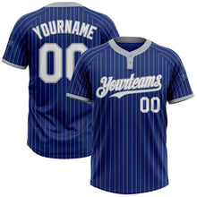 Load image into Gallery viewer, Custom Royal Gray Pinstripe White Two-Button Unisex Softball Jersey
