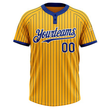 Load image into Gallery viewer, Custom Gold Royal Pinstripe White Two-Button Unisex Softball Jersey
