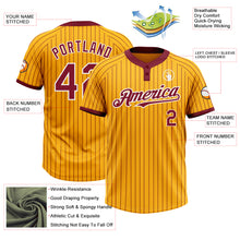 Load image into Gallery viewer, Custom Gold Crimson Pinstripe White Two-Button Unisex Softball Jersey
