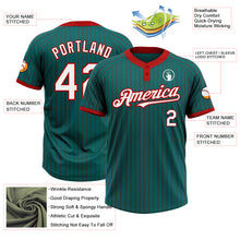 Load image into Gallery viewer, Custom Teal Red Pinstripe White Two-Button Unisex Softball Jersey
