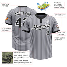 Load image into Gallery viewer, Custom Gray Black Pinstripe White Two-Button Unisex Softball Jersey
