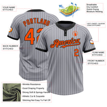 Load image into Gallery viewer, Custom Gray Black Pinstripe Orange Two-Button Unisex Softball Jersey
