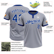 Load image into Gallery viewer, Custom Gray Royal Pinstripe White Two-Button Unisex Softball Jersey
