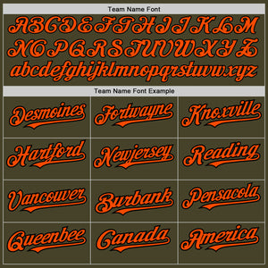 Custom Olive Black Pinstripe Orange Salute To Service Two-Button Unisex Softball Jersey