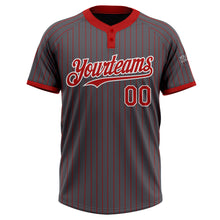Load image into Gallery viewer, Custom Steel Gray Red Pinstripe White Two-Button Unisex Softball Jersey
