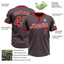 Load image into Gallery viewer, Custom Steel Gray Red Pinstripe White Two-Button Unisex Softball Jersey
