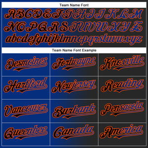 Custom Black Royal-Orange Gradient Fashion Two-Button Unisex Softball Jersey
