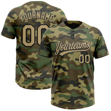 Load image into Gallery viewer, Custom Camo Vegas Gold-Black Salute To Service Two-Button Unisex Softball Jersey
