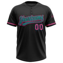 Load image into Gallery viewer, Custom Black Pink-Teal Two-Button Unisex Softball Jersey
