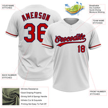 Load image into Gallery viewer, Custom White Red-Navy Two-Button Unisex Softball Jersey
