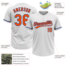 Load image into Gallery viewer, Custom White Orange-Royal Two-Button Unisex Softball Jersey
