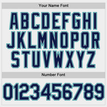 Load image into Gallery viewer, Custom White Navy Gray-Teal Two-Button Unisex Softball Jersey
