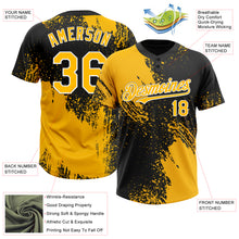 Load image into Gallery viewer, Custom Gold Black-White 3D Pattern Abstract Brush Stroke Two-Button Unisex Softball Jersey
