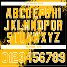 Load image into Gallery viewer, Custom Gold Black-White 3D Pattern Abstract Brush Stroke Two-Button Unisex Softball Jersey
