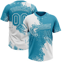 Load image into Gallery viewer, Custom White Panther Blue 3D Pattern Abstract Brush Stroke Two-Button Unisex Softball Jersey
