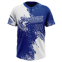 Load image into Gallery viewer, Custom White Royal 3D Pattern Abstract Brush Stroke Two-Button Unisex Softball Jersey
