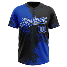 Load image into Gallery viewer, Custom Black Thunder Blue-White 3D Pattern Abstract Brush Stroke Two-Button Unisex Softball Jersey
