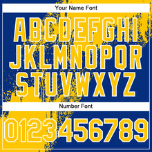 Load image into Gallery viewer, Custom Yellow Royal-White 3D Pattern Abstract Brush Stroke Two-Button Unisex Softball Jersey
