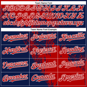 Custom Red Navy-White 3D Pattern Abstract Brush Stroke Two-Button Unisex Softball Jersey