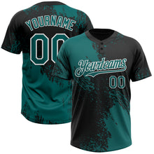 Load image into Gallery viewer, Custom Teal Black-White 3D Pattern Abstract Brush Stroke Two-Button Unisex Softball Jersey
