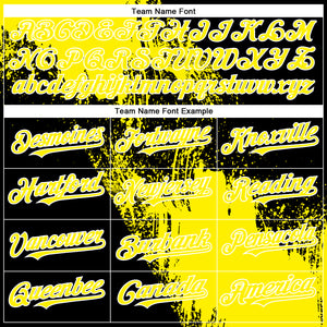 Custom Light Yellow Black-White 3D Pattern Abstract Brush Stroke Two-Button Unisex Softball Jersey
