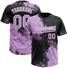 Load image into Gallery viewer, Custom Light Purple Black-White 3D Pattern Abstract Brush Stroke Two-Button Unisex Softball Jersey
