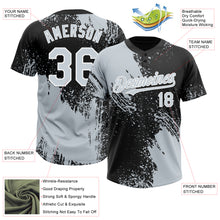 Load image into Gallery viewer, Custom Silver Black-White 3D Pattern Abstract Brush Stroke Two-Button Unisex Softball Jersey
