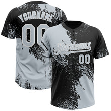 Load image into Gallery viewer, Custom Silver Black-White 3D Pattern Abstract Brush Stroke Two-Button Unisex Softball Jersey
