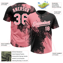 Load image into Gallery viewer, Custom Medium Pink Black-White 3D Pattern Abstract Brush Stroke Two-Button Unisex Softball Jersey
