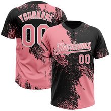 Load image into Gallery viewer, Custom Medium Pink Black-White 3D Pattern Abstract Brush Stroke Two-Button Unisex Softball Jersey
