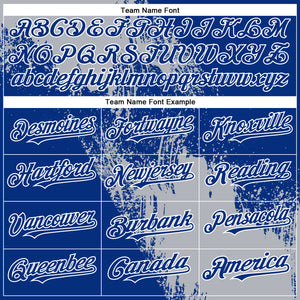Custom Gray Royal-White 3D Pattern Abstract Brush Stroke Two-Button Unisex Softball Jersey